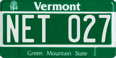 VT license plate NET027