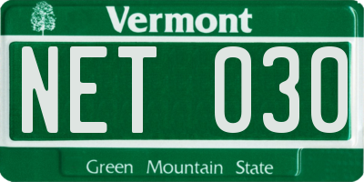 VT license plate NET030