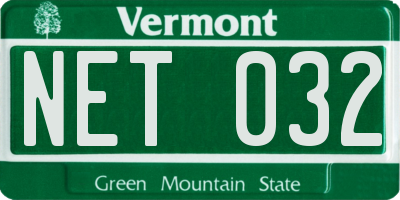 VT license plate NET032