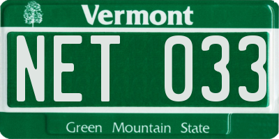 VT license plate NET033