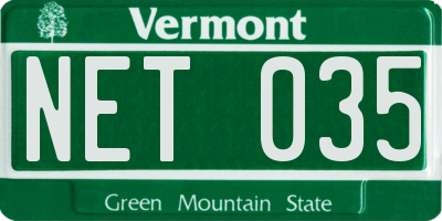 VT license plate NET035