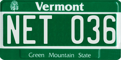 VT license plate NET036