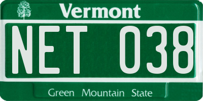 VT license plate NET038
