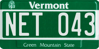 VT license plate NET043