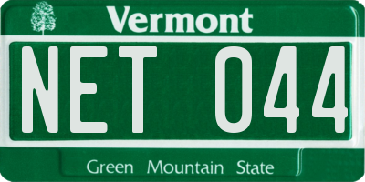 VT license plate NET044