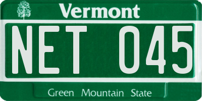 VT license plate NET045