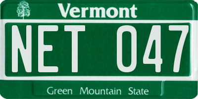 VT license plate NET047