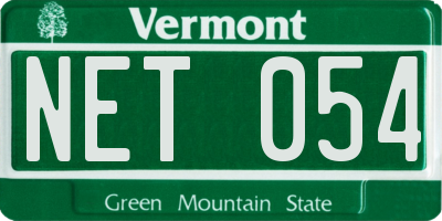 VT license plate NET054
