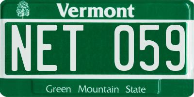 VT license plate NET059