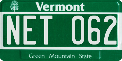 VT license plate NET062