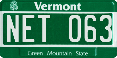 VT license plate NET063