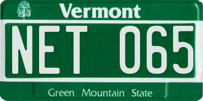 VT license plate NET065