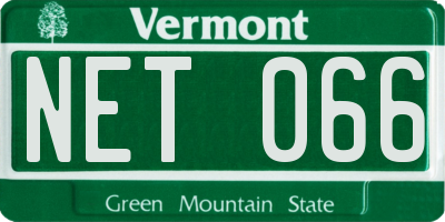 VT license plate NET066