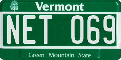 VT license plate NET069