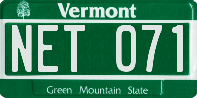 VT license plate NET071