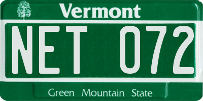 VT license plate NET072