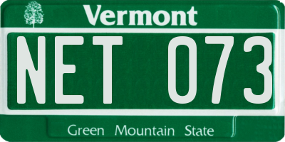 VT license plate NET073
