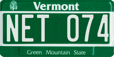VT license plate NET074