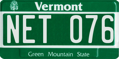 VT license plate NET076