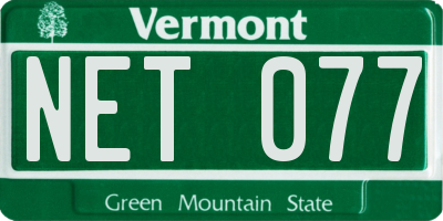 VT license plate NET077