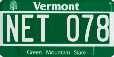 VT license plate NET078