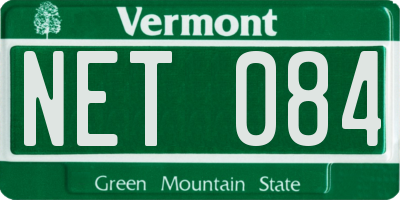 VT license plate NET084