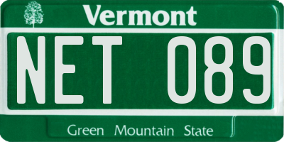 VT license plate NET089