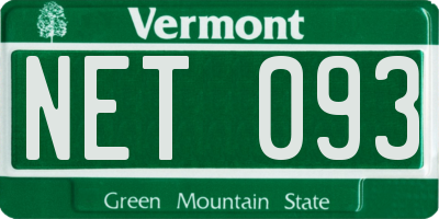 VT license plate NET093