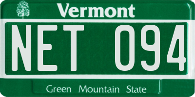 VT license plate NET094