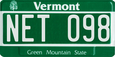 VT license plate NET098