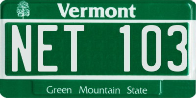 VT license plate NET103