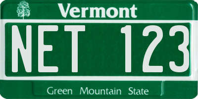 VT license plate NET123