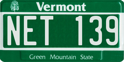 VT license plate NET139