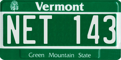 VT license plate NET143