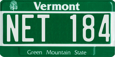 VT license plate NET184