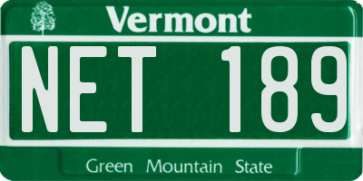 VT license plate NET189
