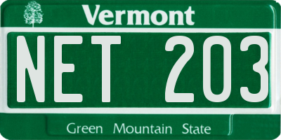 VT license plate NET203
