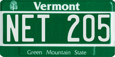 VT license plate NET205