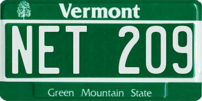 VT license plate NET209