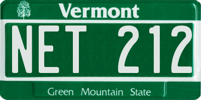 VT license plate NET212