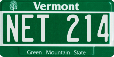 VT license plate NET214