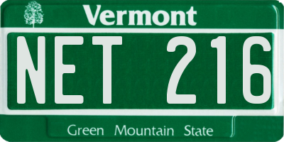 VT license plate NET216