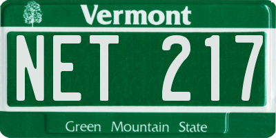 VT license plate NET217