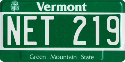 VT license plate NET219