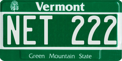 VT license plate NET222