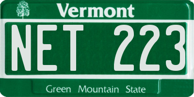 VT license plate NET223