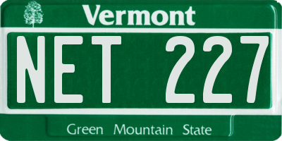 VT license plate NET227