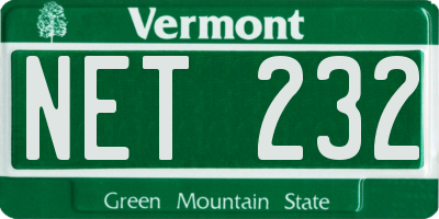 VT license plate NET232