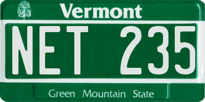 VT license plate NET235