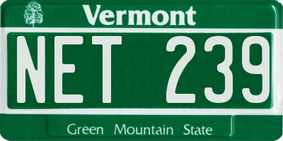 VT license plate NET239